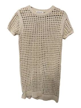 The Frankie Shop Women's Cream Open-Knit Short Sleeve Dress